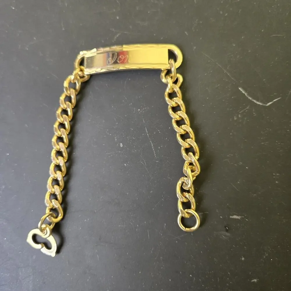 Custom Personalized Golden Tone Chain Bracelet DON Name Engraved Japan Made